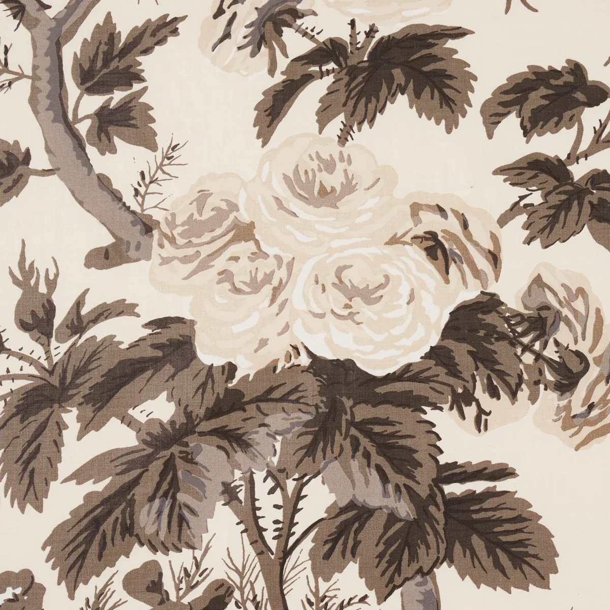 PYNE HOLLYHOCK Fabric – CHARCOAL | Schumacher | Wallpaper Tw PYNE HOLLYHOCK fabric CHARCOAL color by Schumacher