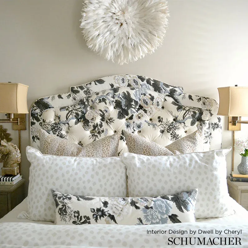 PYNE HOLLYHOCK Fabric – CHARCOAL | Schumacher | Wallpaper Tw PYNE HOLLYHOCK fabric CHARCOAL color by Schumacher