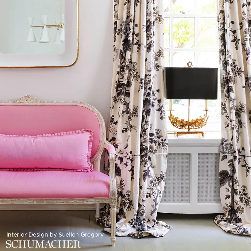 PYNE HOLLYHOCK Fabric – GRISAILLE | Schumacher | Wallpaper T PYNE HOLLYHOCK fabric GRISAILLE color by Schumacher