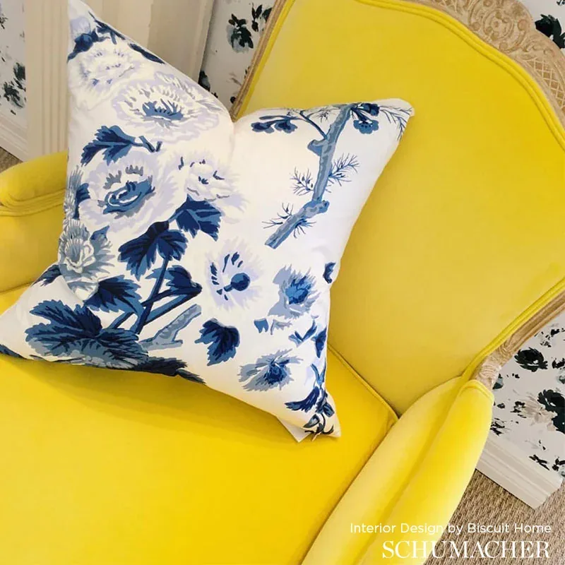 PYNE HOLLYHOCK fabric INDIGO color by Schumacher