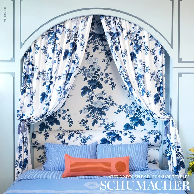 PYNE HOLLYHOCK fabric INDIGO color by Schumacher