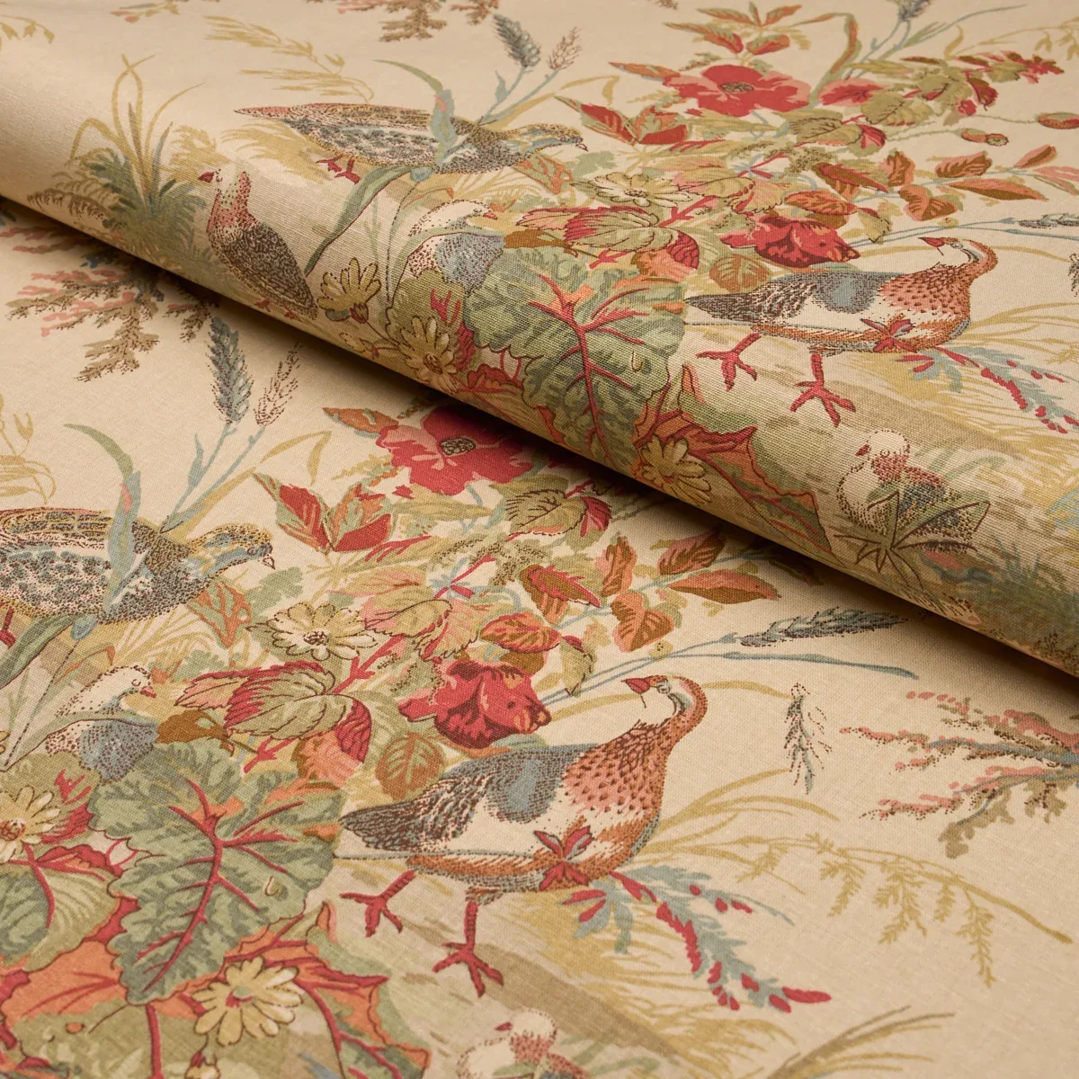 QUAIL MEADOW fabric AUTUMN color by Schumacher