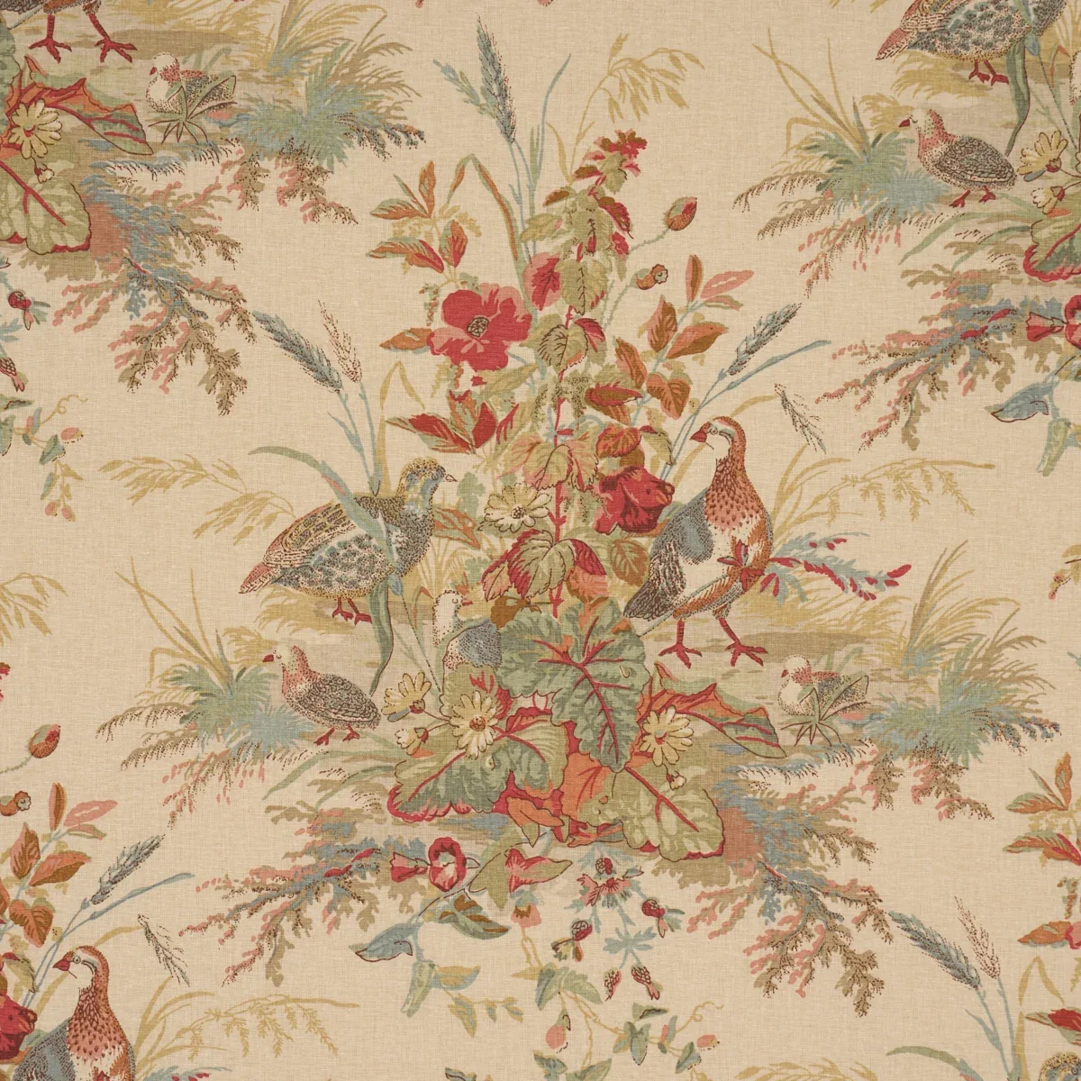 QUAIL MEADOW fabric AUTUMN color by Schumacher