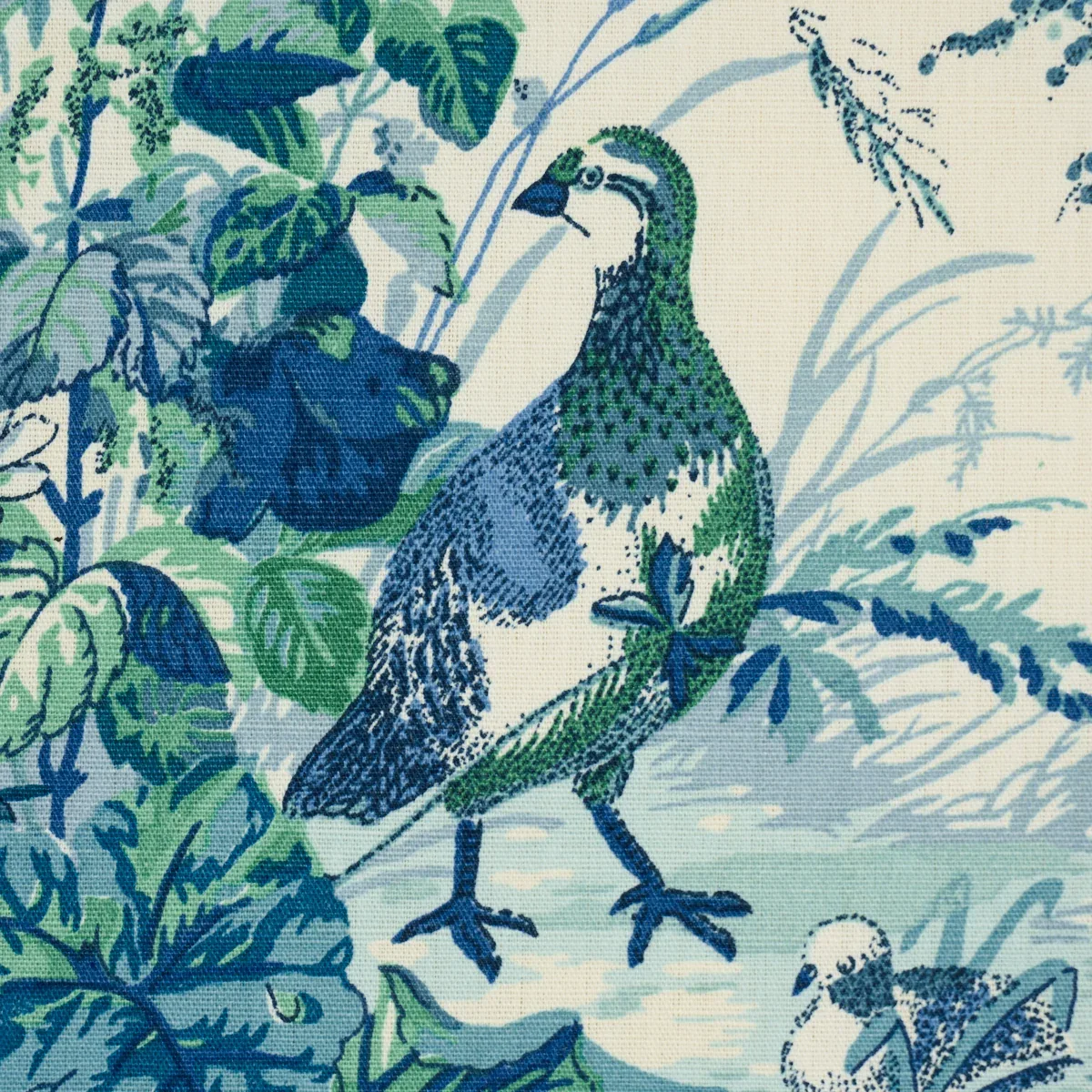 QUAIL MEADOW Fabric – PEACOCK | Schumacher | Wallpaper Twins QUAIL MEADOW fabric PEACOCK color by Schumacher