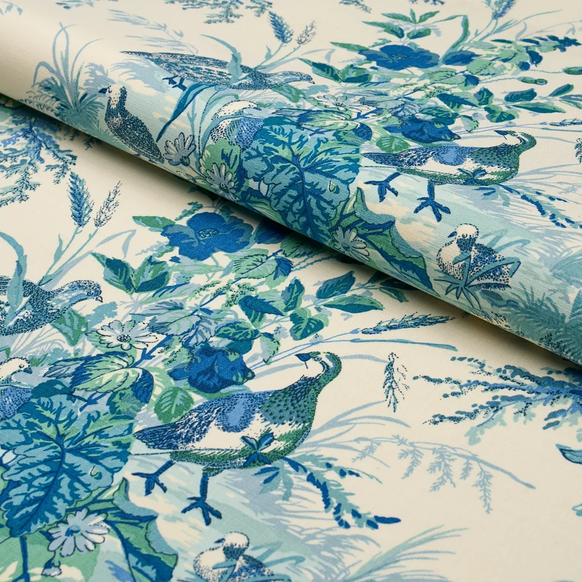QUAIL MEADOW Fabric – PEACOCK | Schumacher | Wallpaper Twins QUAIL MEADOW fabric PEACOCK color by Schumacher
