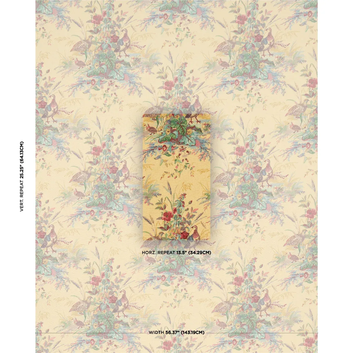 QUAIL MEADOW Fabric – SPRING | Schumacher | Wallpaper Twins QUAIL MEADOW fabric SPRING color by Schumacher