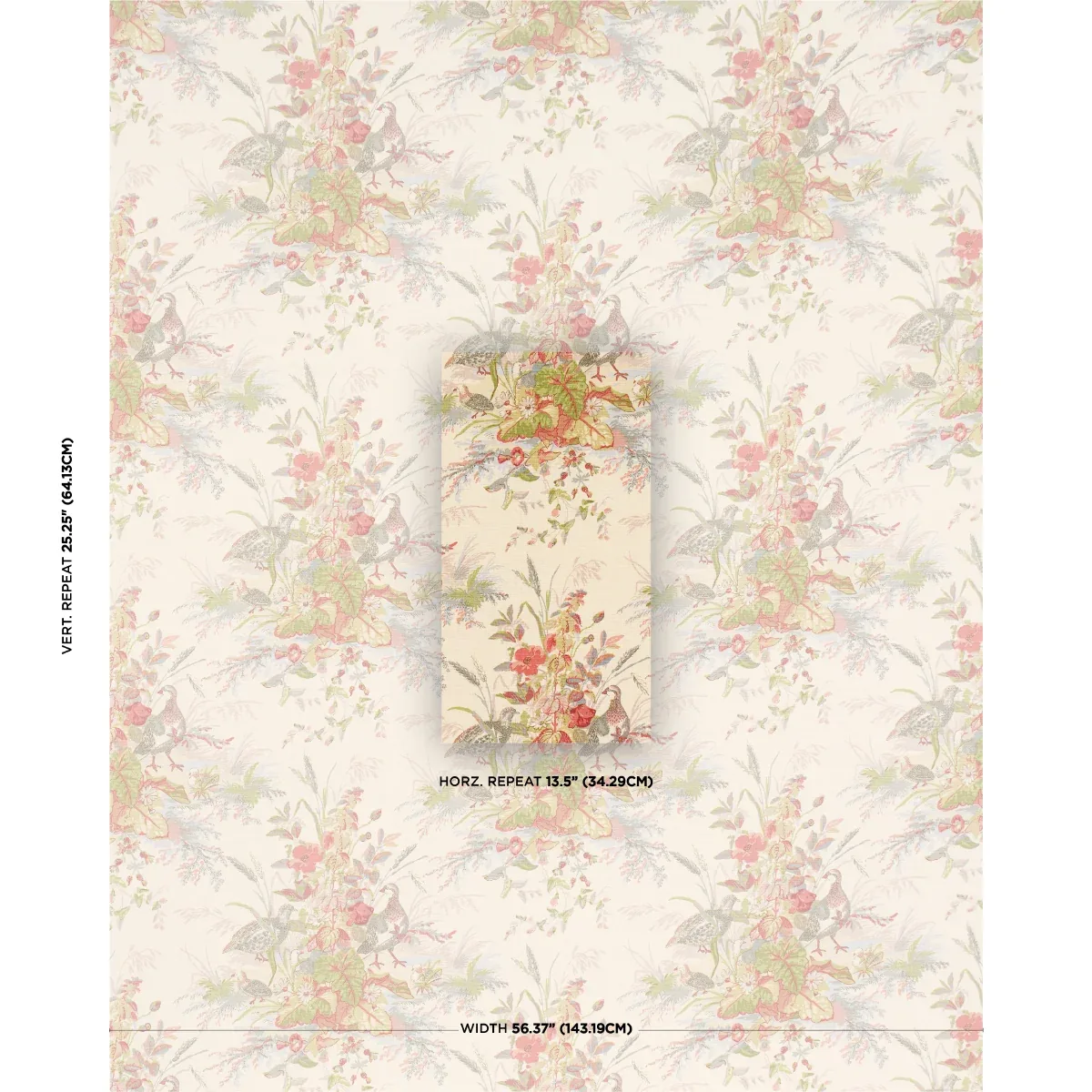QUAIL MEADOW Fabric – WINTER | Schumacher | Wallpaper Twins QUAIL MEADOW fabric WINTER color by Schumacher