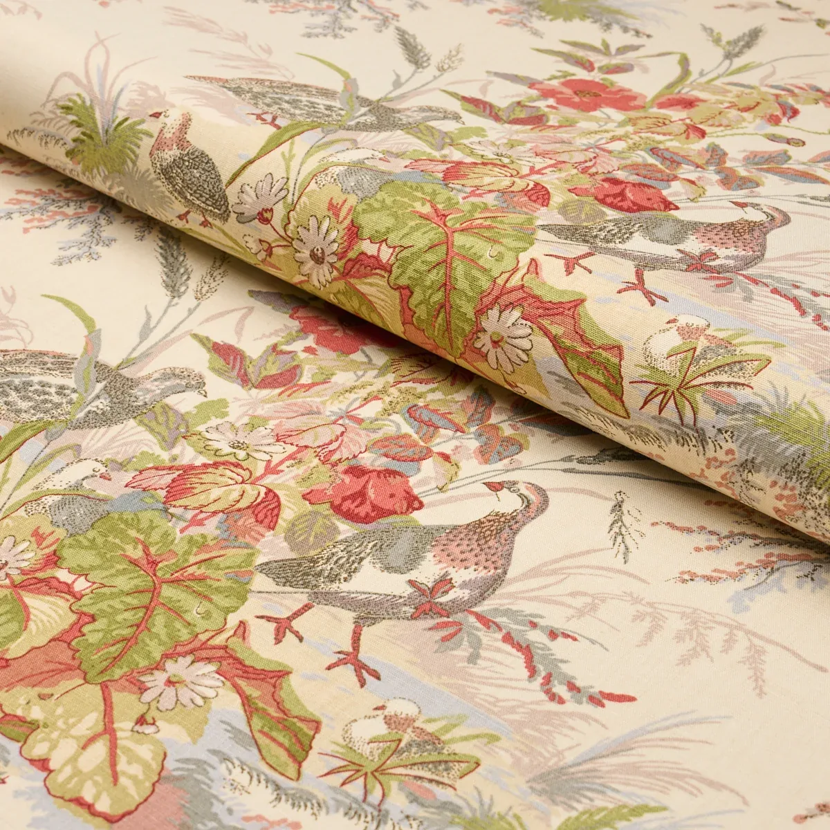 QUAIL MEADOW Fabric – WINTER | Schumacher | Wallpaper Twins QUAIL MEADOW fabric WINTER color by Schumacher