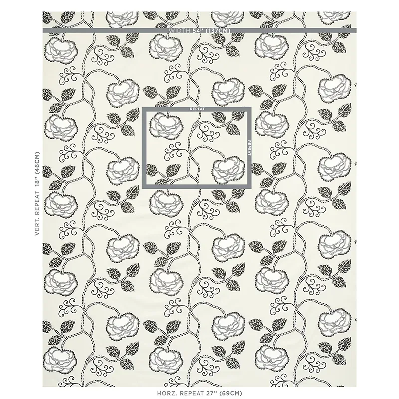 QUEEN FRUIT CHINTZ Fabric – EBONY IVORY | Schumacher | Wallp QUEEN FRUIT CHINTZ fabric EBONY IVORY color by Schumacher