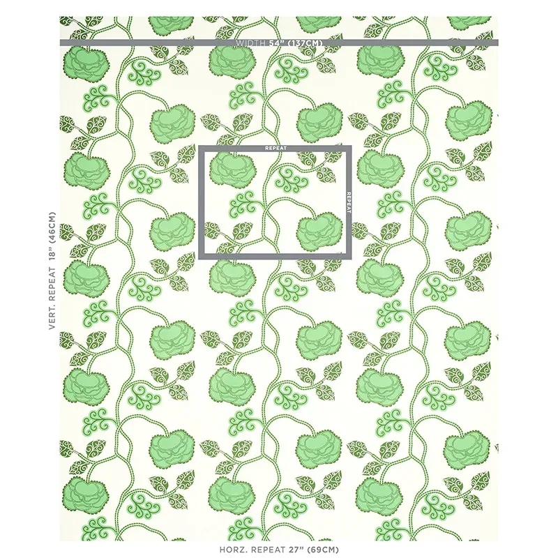 QUEEN FRUIT CHINTZ fabric JADE color by Schumacher
