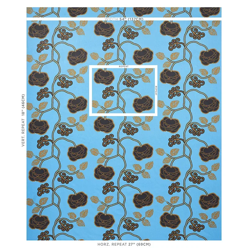 QUEEN FRUIT CHINTZ fabric LAPIS color by Schumacher