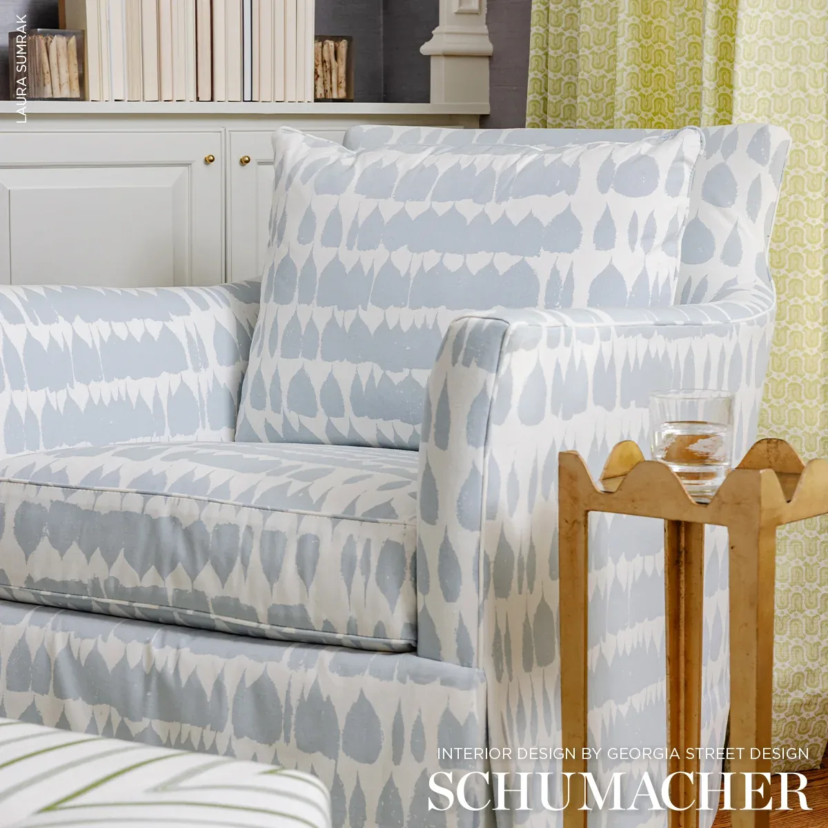 QUEEN OF SPAIN fabric SKY color by Schumacher
