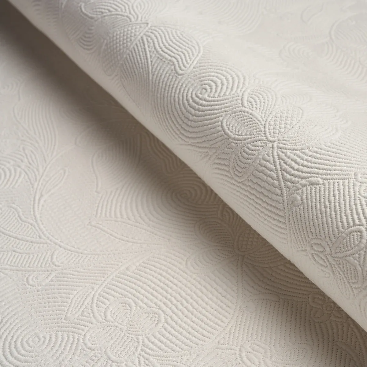 QUILTED SCROLL MATELASSÉ fabric IVORY color by Schumacher