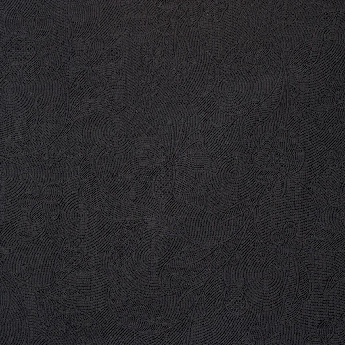 QUILTED SCROLL MATELASSÉ Fabric – PITCH BLACK | Schumacher | QUILTED SCROLL MATELASSÉ fabric PITCH BLACK color by Schumacher