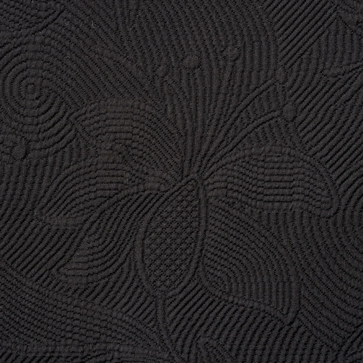 QUILTED SCROLL MATELASSÉ Fabric – PITCH BLACK | Schumacher | QUILTED SCROLL MATELASSÉ fabric PITCH BLACK color by Schumacher
