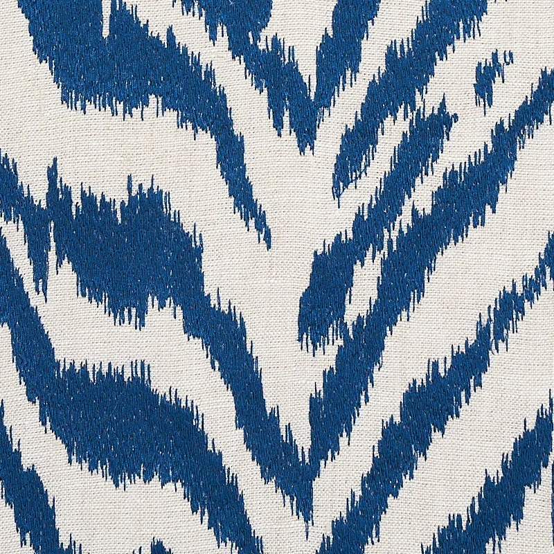 Quincy Embroidery on Linen fabric NAVY color by Schumacher