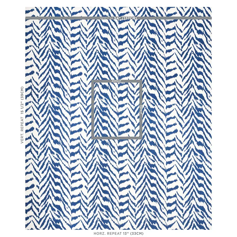 QUINCY HAND PRINT fabric BLUE color by Schumacher