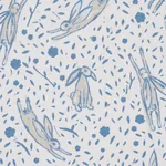 RABBIT HIGH PERFORMANCE PRINT fabric BLUE color by Schumacher