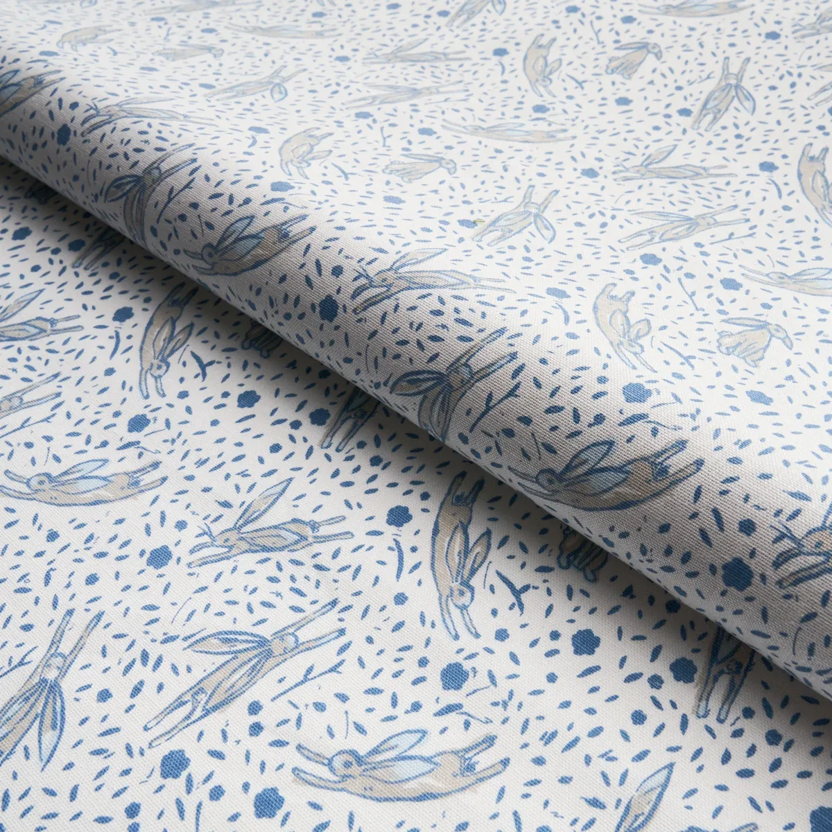 RABBIT HIGH PERFORMANCE PRINT fabric BLUE color by Schumacher