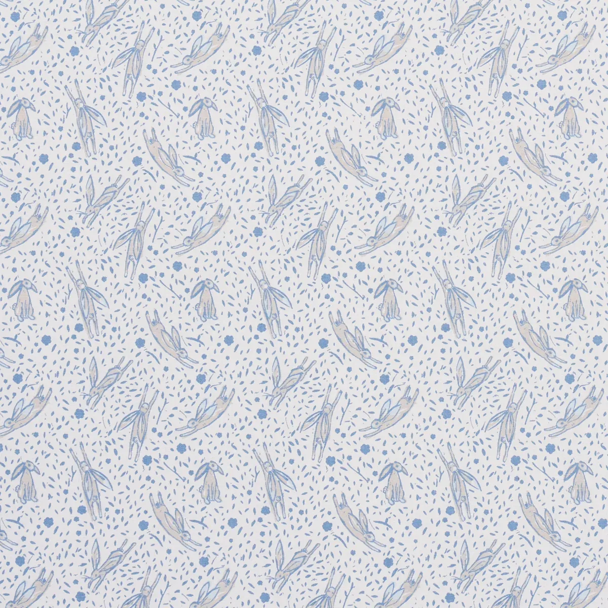 RABBIT HIGH PERFORMANCE PRINT fabric BLUE color by Schumacher