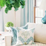 RAJA EMBROIDERY Fabric – SKY | Schumacher | Wallpaper Twins RAJA EMBROIDERY fabric SKY color by Schumacher