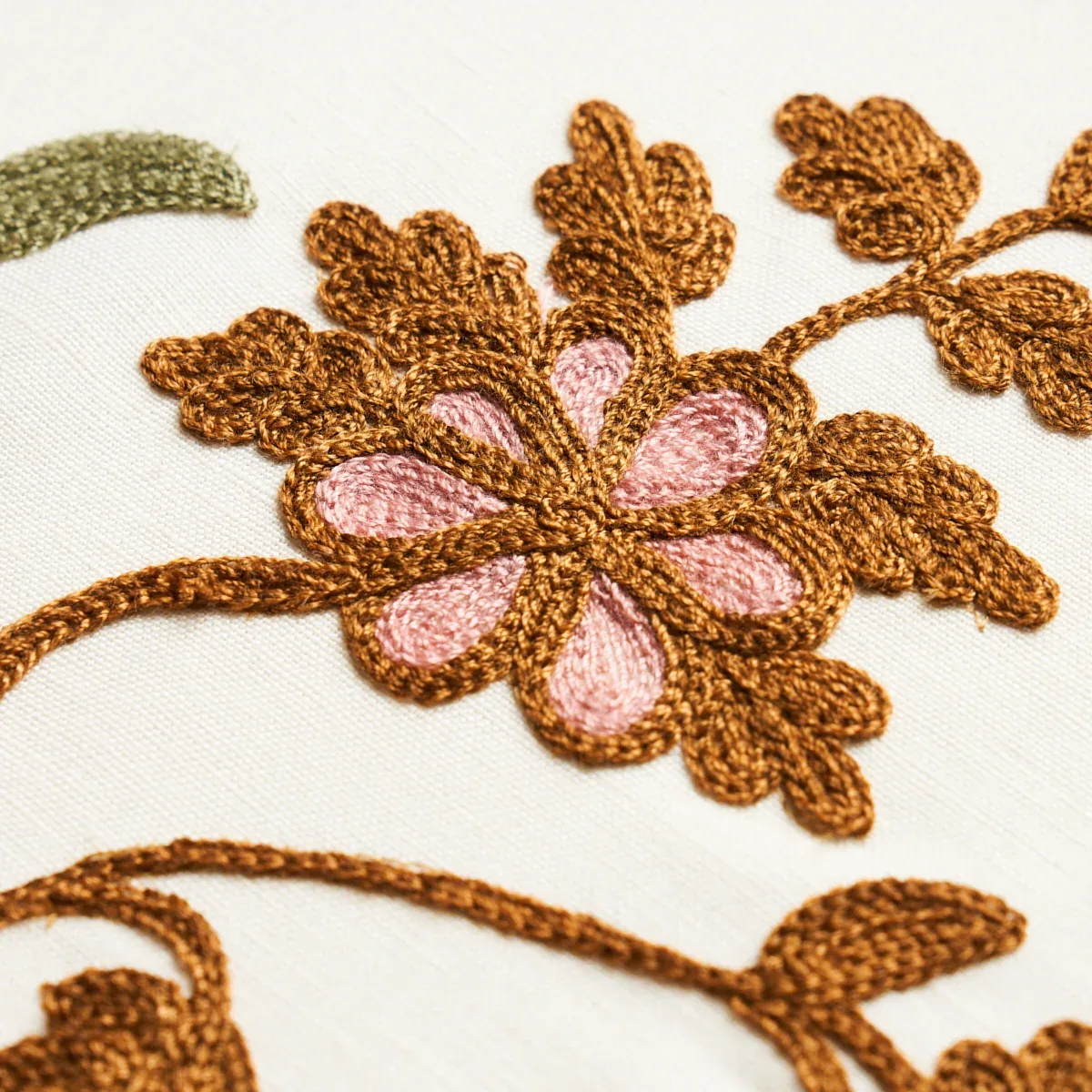 Raleigh Crewel Embroidery Fabric – AUTUMN | Schumacher | Wal Raleigh Crewel Embroidery fabric AUTUMN color by Schumacher