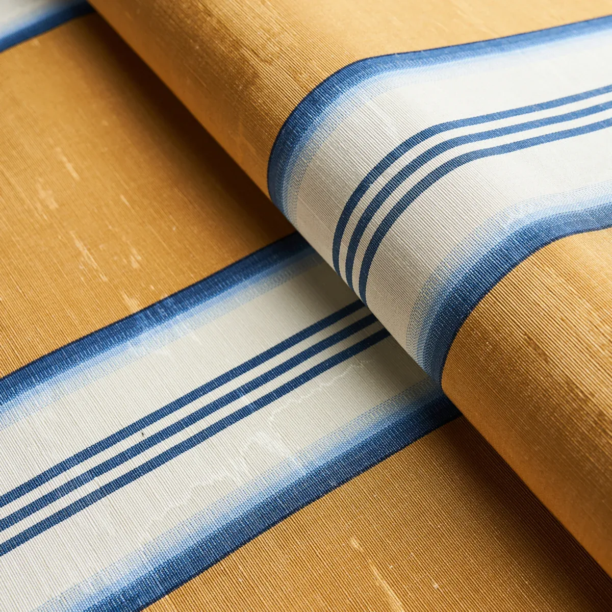 RANDOLPH STRIPE MOIRÉ fabric GOLDSMITH color by Schumacher