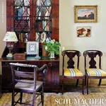 RANDOLPH STRIPE MOIRÉ fabric GOLDSMITH color by Schumacher