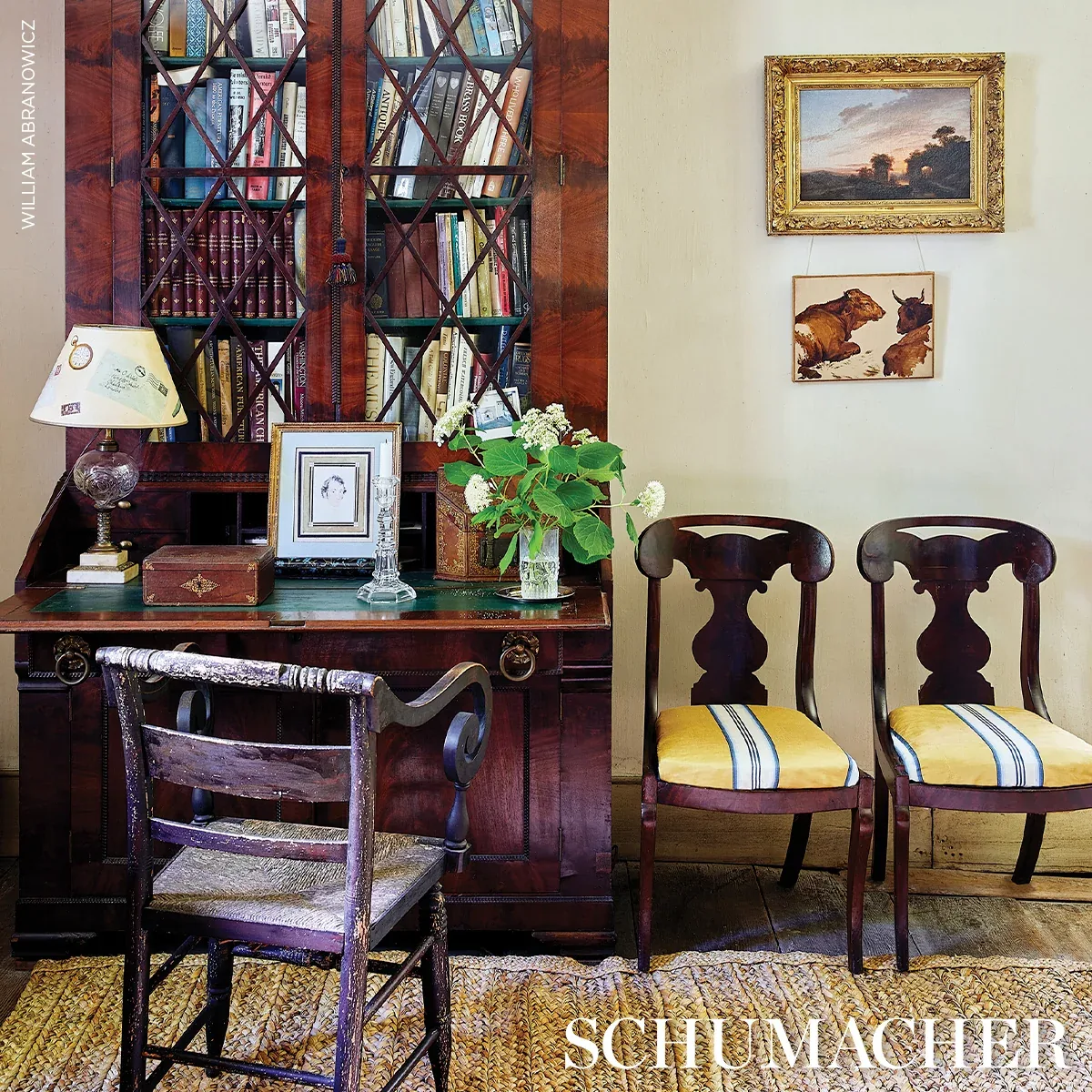 RANDOLPH STRIPE MOIRÉ fabric GOLDSMITH color by Schumacher