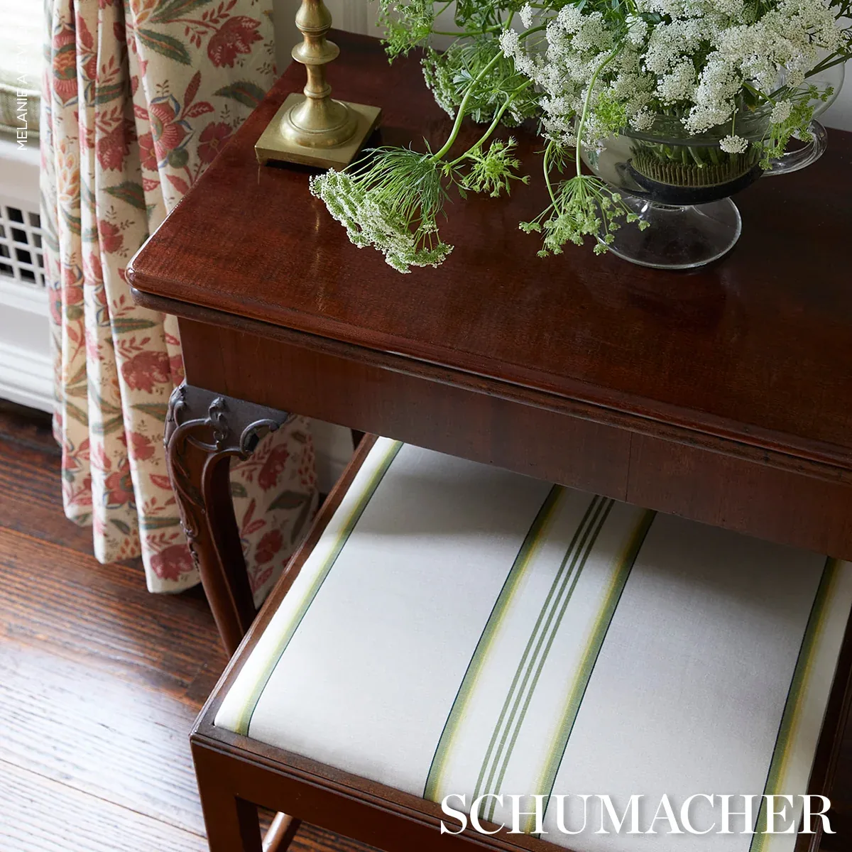 RANDOLPH STRIPE MOIRÉ fabric MAGNOLIA color by Schumacher