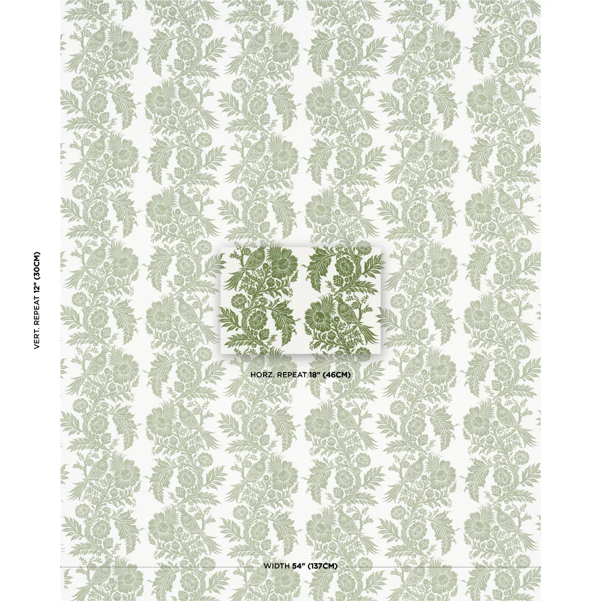 RAVEN WOODS Fabric – GREEN | Schumacher | Wallpaper Twins RAVEN WOODS fabric GREEN color by Schumacher