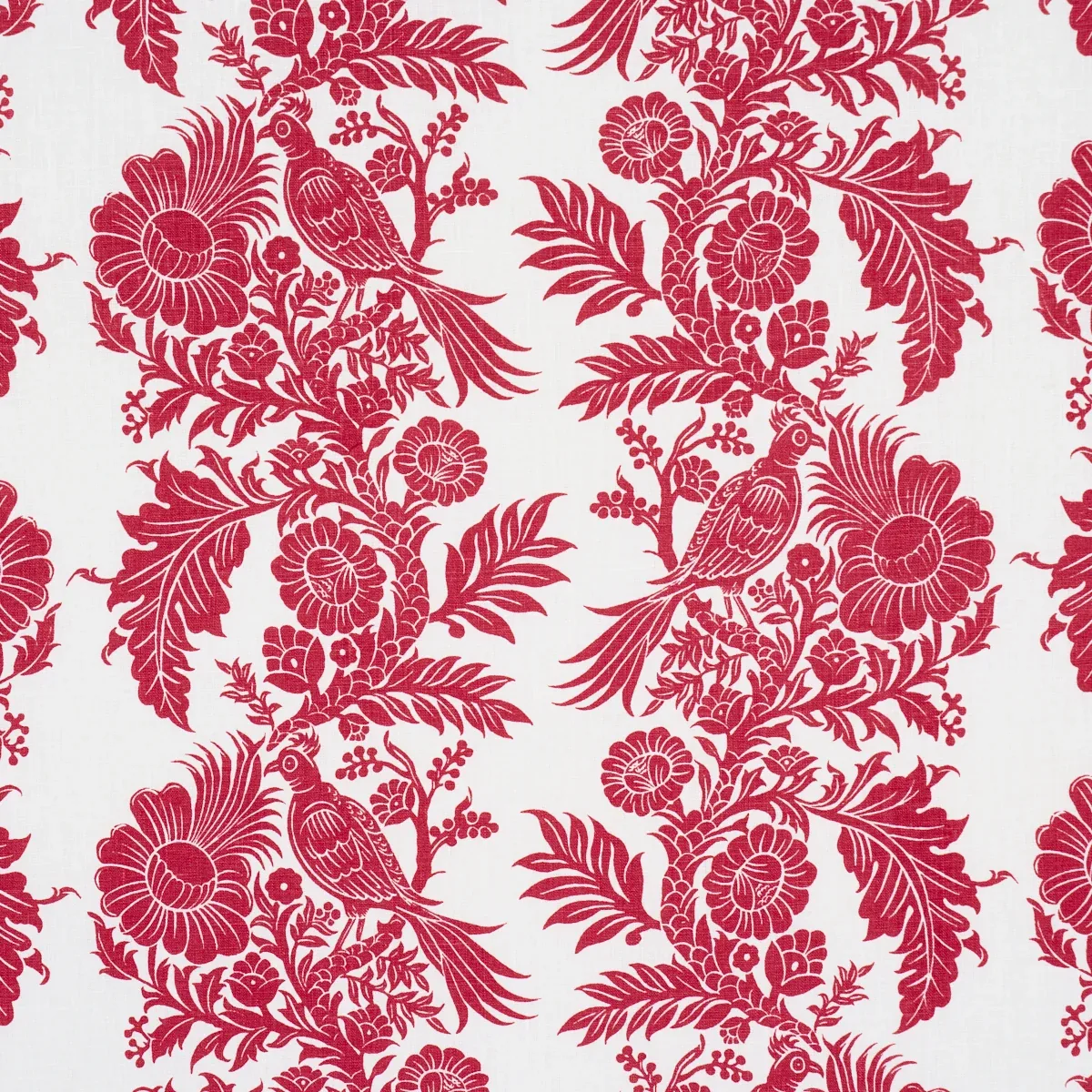 RAVEN WOODS Fabric – RED | Schumacher | Wallpaper Twins RAVEN WOODS fabric RED color by Schumacher