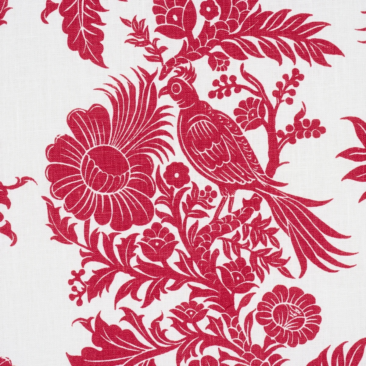 RAVEN WOODS Fabric – RED | Schumacher | Wallpaper Twins RAVEN WOODS fabric RED color by Schumacher