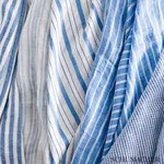 REGATTA LINEN STRIPE SHEER fabric CHAMBRAY color by Schumacher