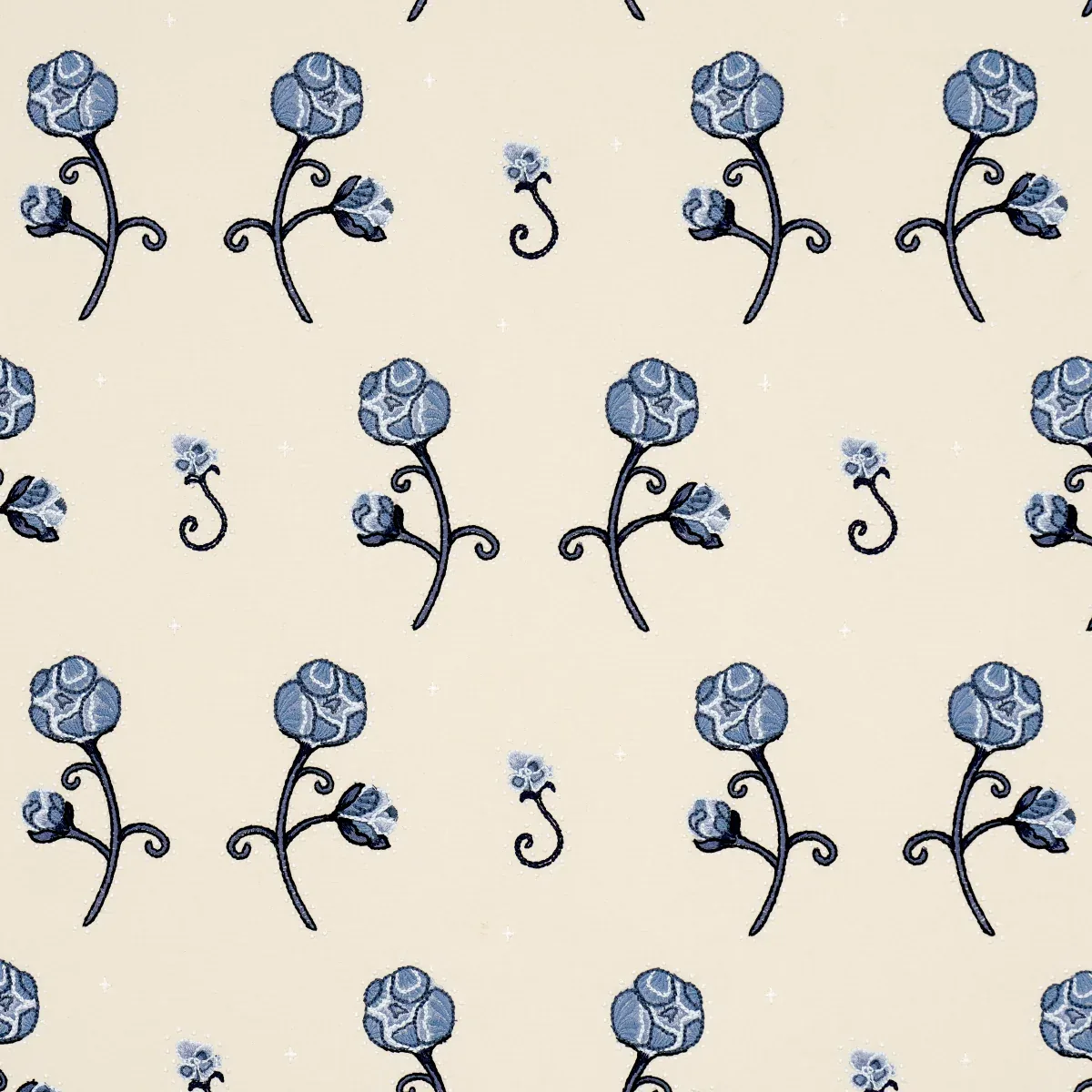 RHINESTONE COWBOY EMBROIDERY fabric NAVY color by Schumacher