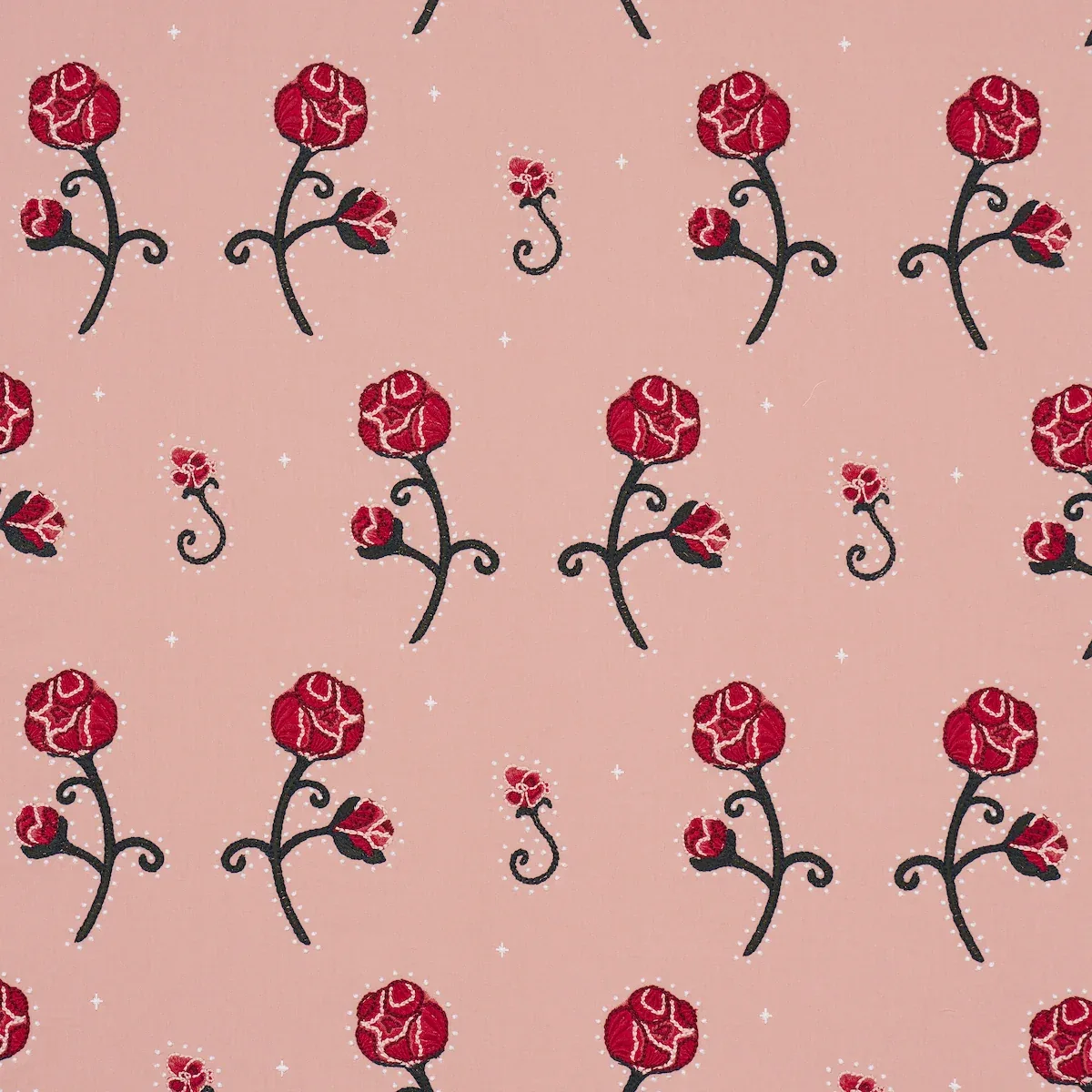 RHINESTONE COWBOY EMBROIDERY fabric PINK color by Schumacher