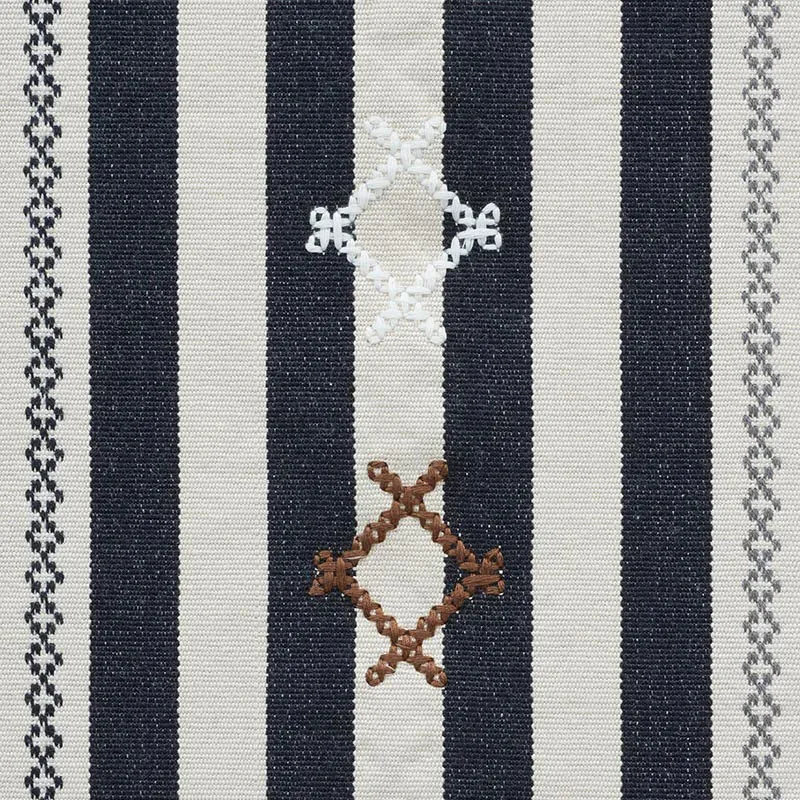 RHODES STRIPE Fabric – BLACK | Schumacher | Wallpaper Twins RHODES STRIPE fabric BLACK color by Schumacher