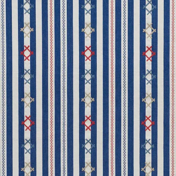 RHODES STRIPE fabric NAVY color by Schumacher