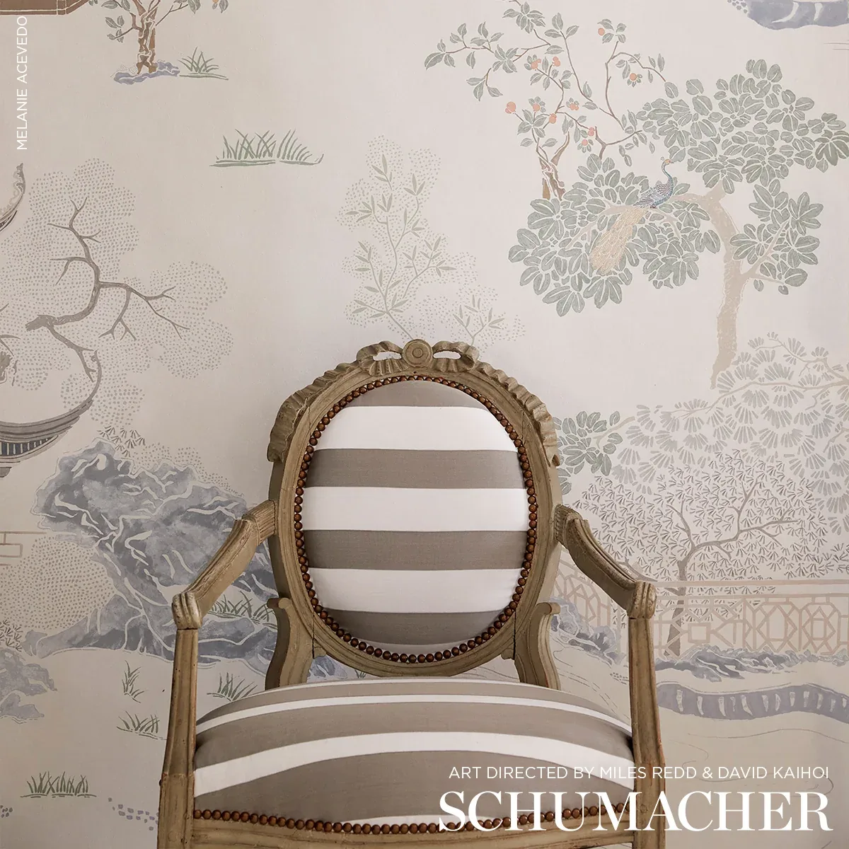 RIBBON APPLIQUÉ PANEL Fabric – GREY ON IVORY | Schumacher | RIBBON APPLIQUÉ PANEL fabric GREY ON IVORY color by Schumacher