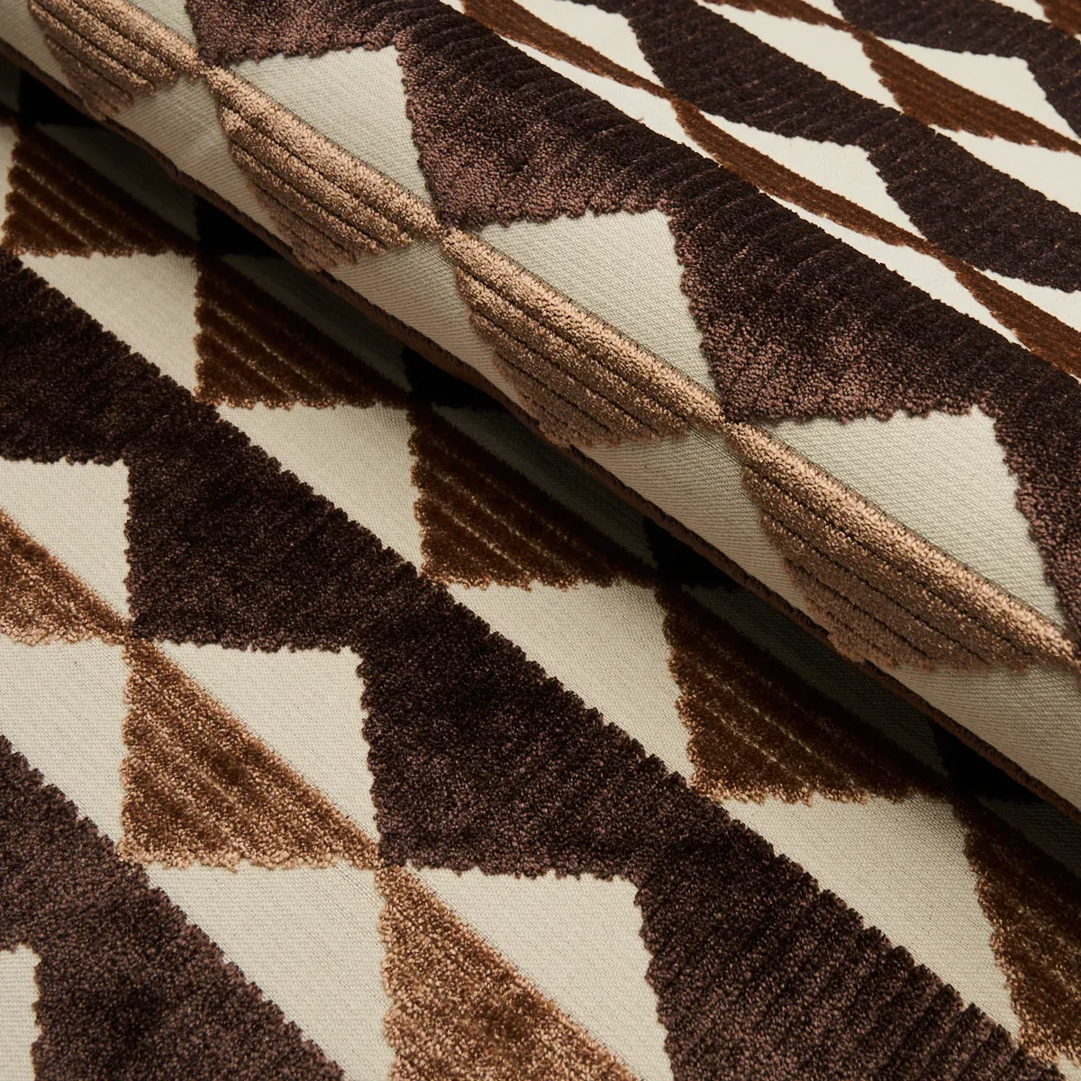 RIDGE LINE VELVET Fabric – BROWN | Schumacher | Wallpaper Tw RIDGE LINE VELVET fabric BROWN color by Schumacher