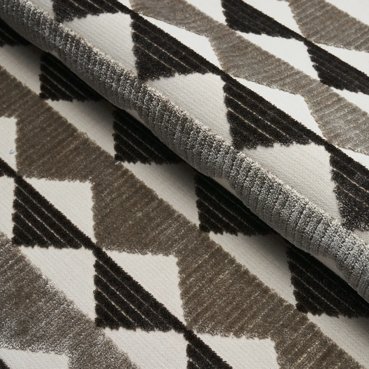 RIDGE LINE VELVET Fabric – STONE GREY | Schumacher | Wallpap RIDGE LINE VELVET fabric STONE GREY color by Schumacher