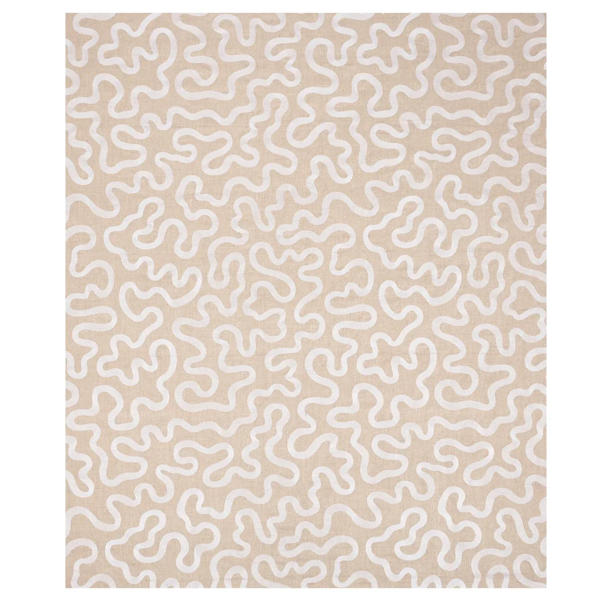 Riley Embroidery Fabric – IVORY ON NATURAL | Schumacher | Wa Riley Embroidery fabric IVORY ON NATURAL color by Schumacher