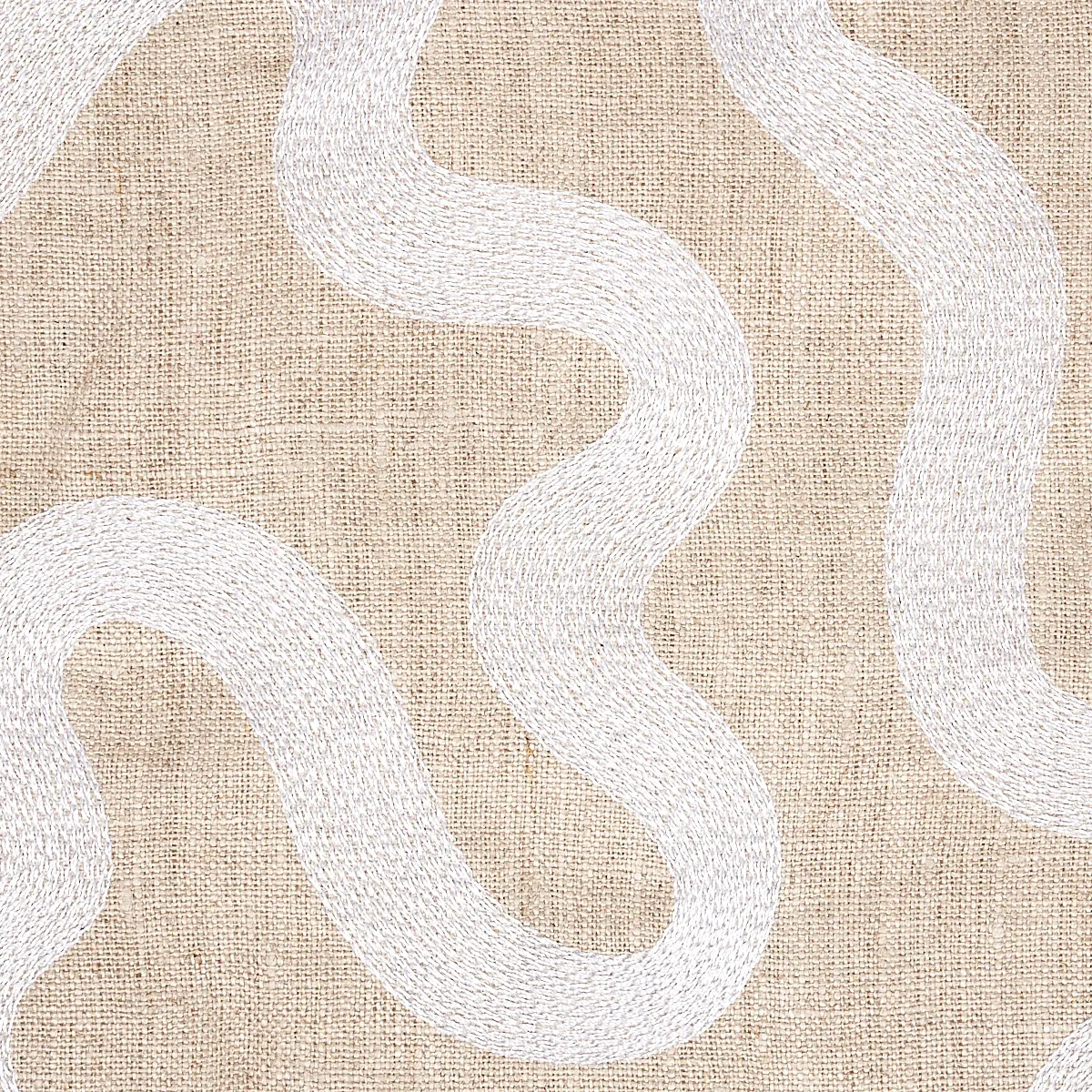 Riley Embroidery Fabric – IVORY ON NATURAL | Schumacher | Wa Riley Embroidery fabric IVORY ON NATURAL color by Schumacher