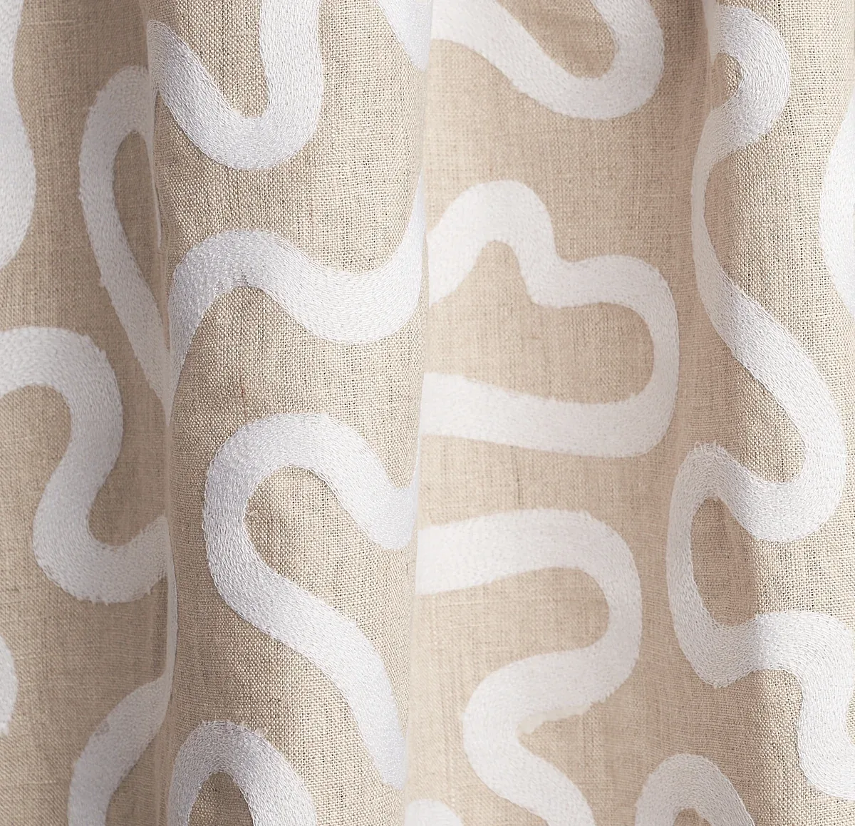 Riley Embroidery Fabric – IVORY ON NATURAL | Schumacher | Wa Riley Embroidery fabric IVORY ON NATURAL color by Schumacher