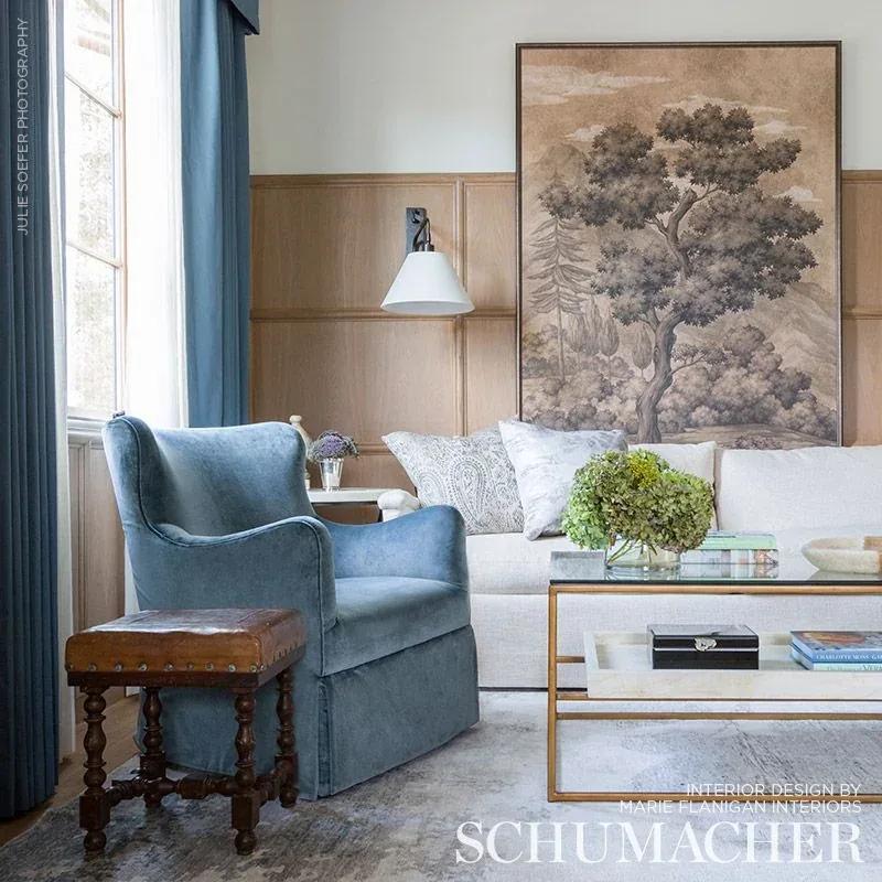 Rocky Performance Velvet Fabric – MIST | Schumacher | Wallpa Rocky Performance Velvet fabric MIST color by Schumacher