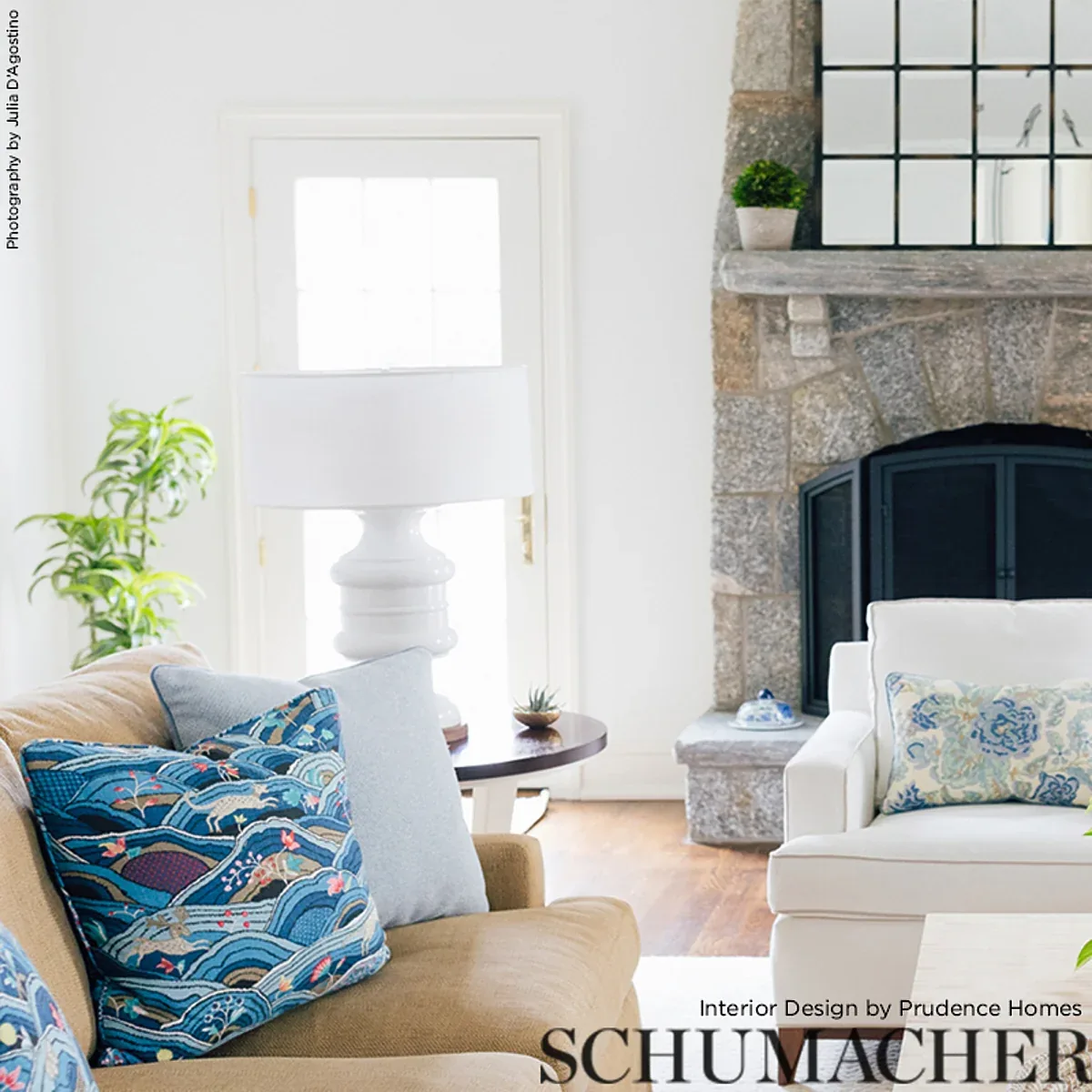 ROLLING HILLS fabric BLUES color by Schumacher