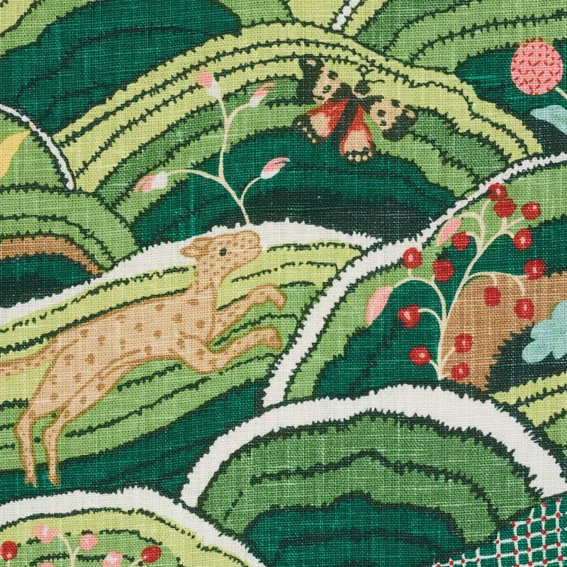 ROLLING HILLS Fabric – GREEN | Schumacher | Wallpaper Twins ROLLING HILLS fabric GREEN color by Schumacher