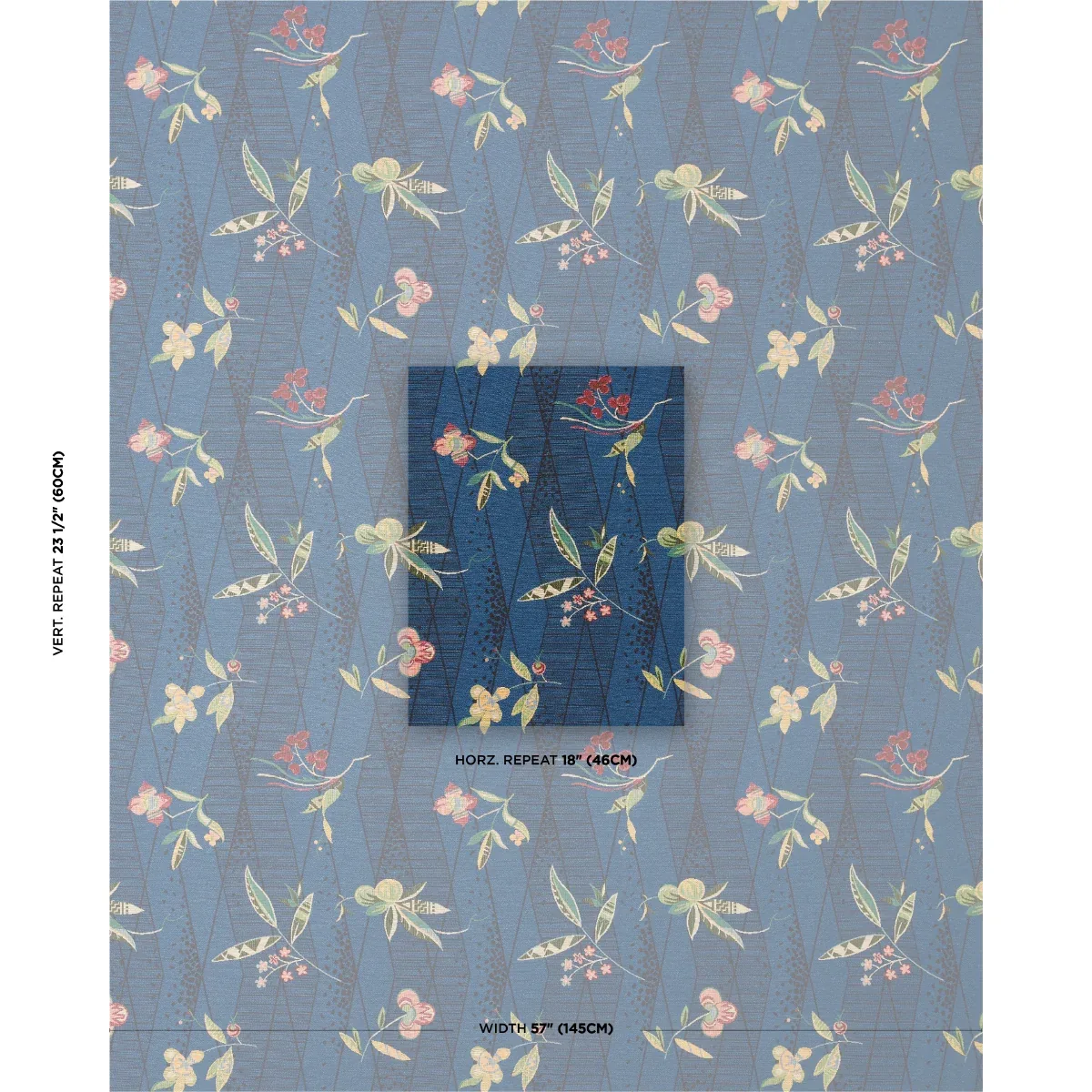 ROMOLA FLORAL fabric CADET color by Schumacher