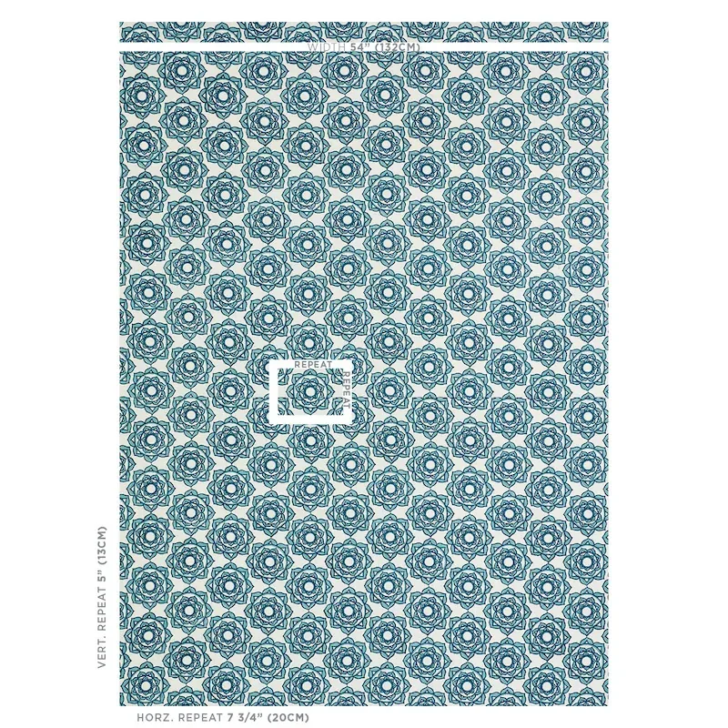 Rose Hand Block Print Fabric – BLUE | Schumacher | Wallpaper Rose Hand Block Print fabric BLUE color by Schumacher