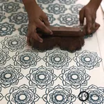 Rose Hand Block Print Fabric – BLUE | Schumacher | Wallpaper Rose Hand Block Print fabric BLUE color by Schumacher
